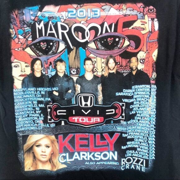 KELLY CLARKSON/MAROON 5 2013 Civic Tour Tee Unisex Size Medium - Picture 6 of 6